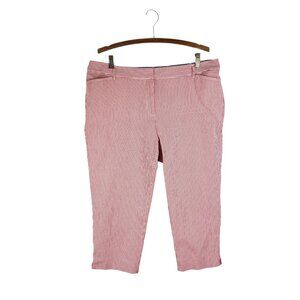 Talbots Petites Size 16P Perfect Crop Pants Red White Seersucker Stripe Cotton